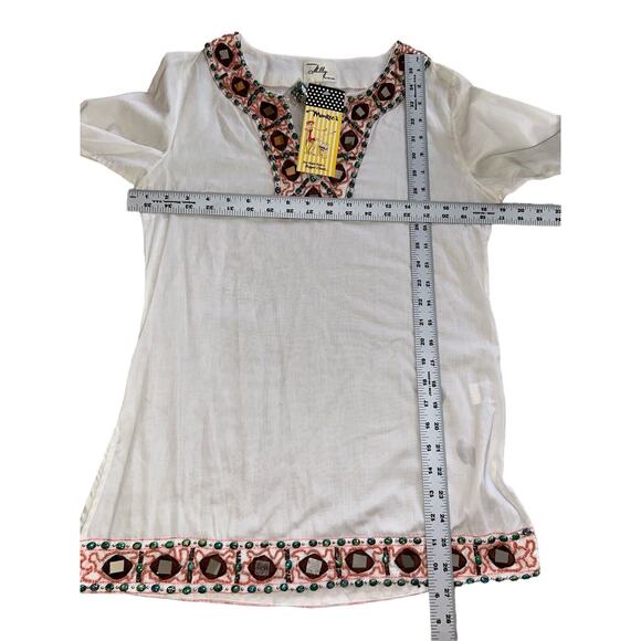 Milly New York Tunic Top NWT white/cream Jewels Mirror Embellished Sz 2 $274 - Picture 10 of 12